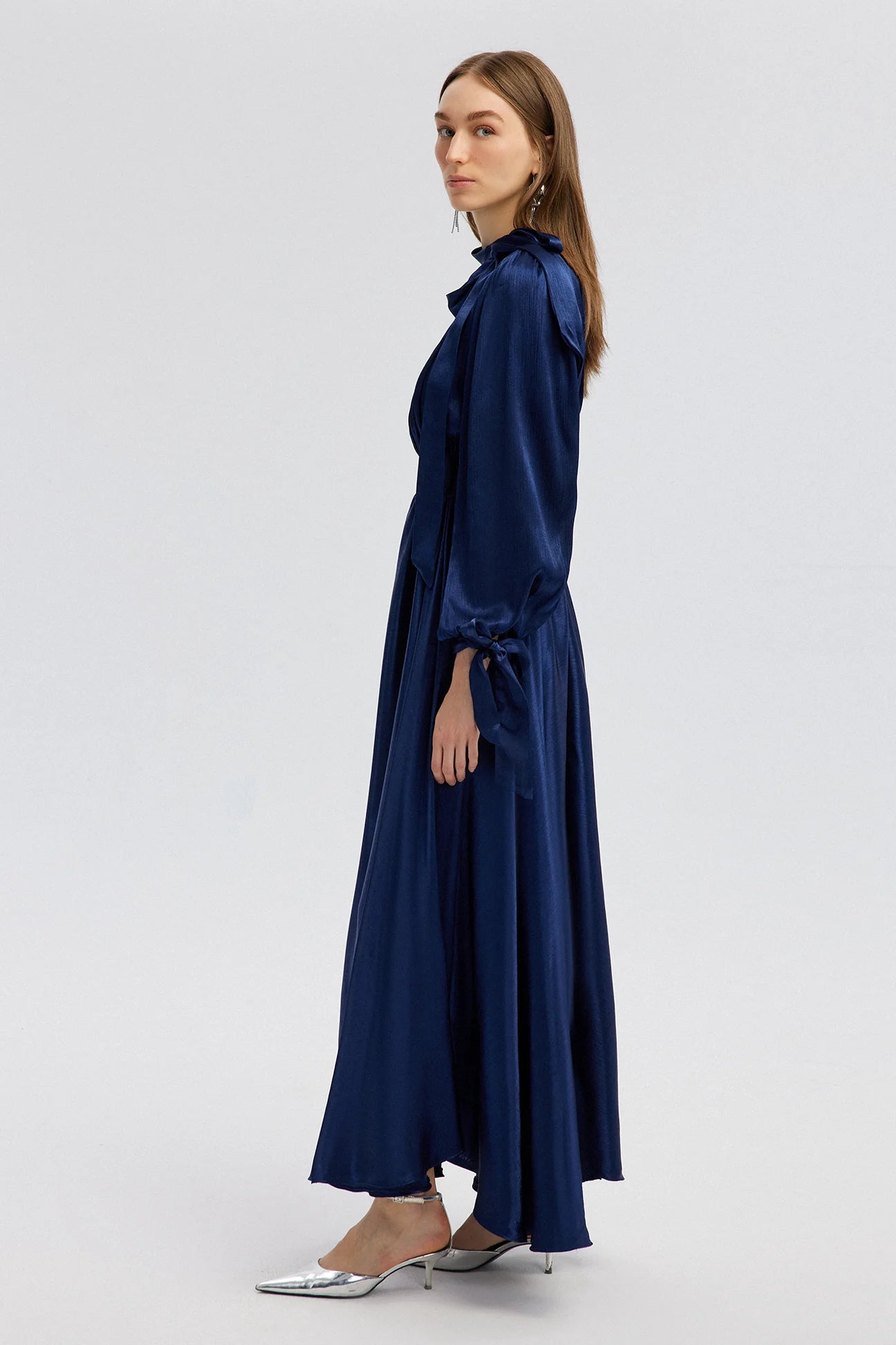 Satin Dress With Tie Detail