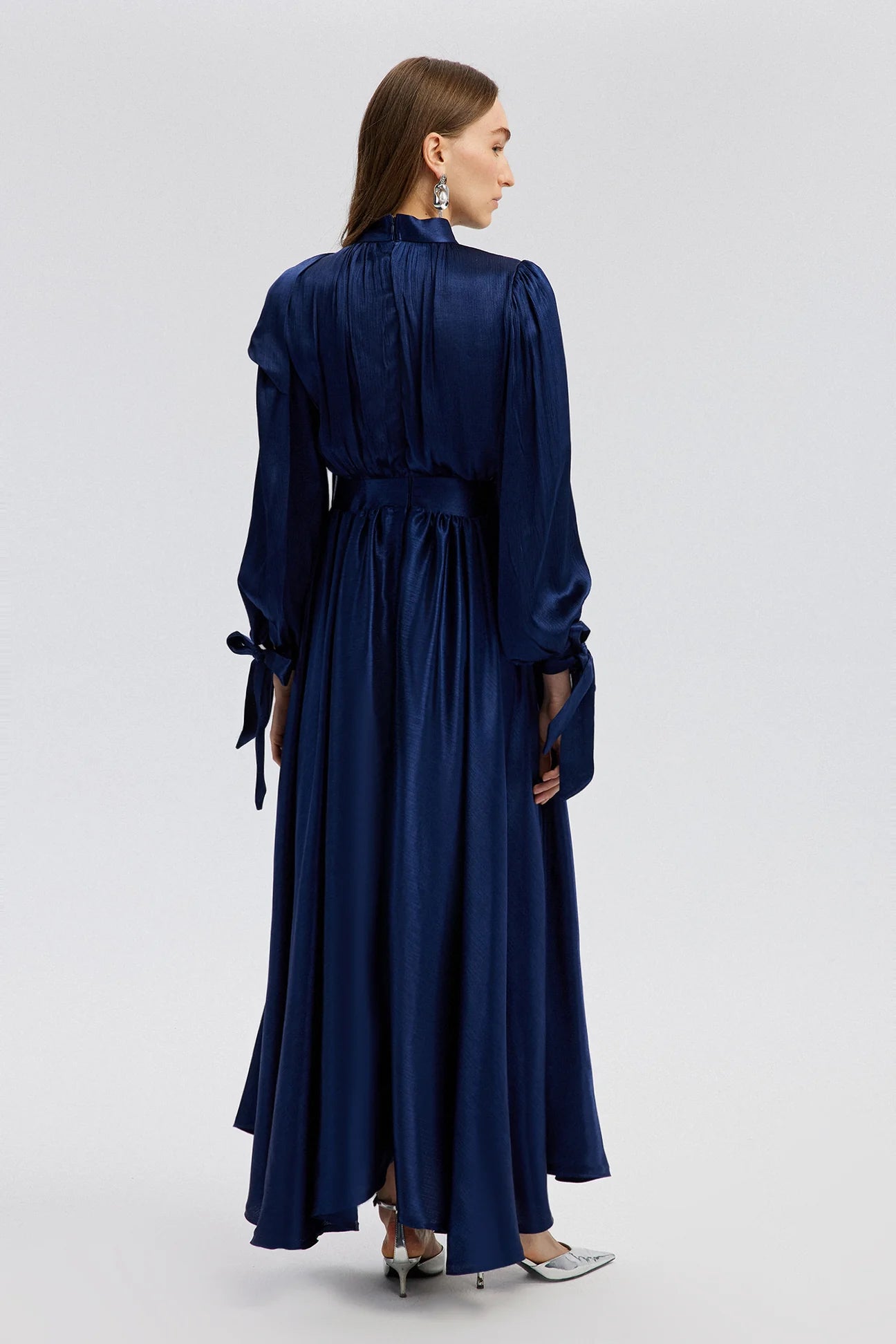Satin Dress With Tie Detail