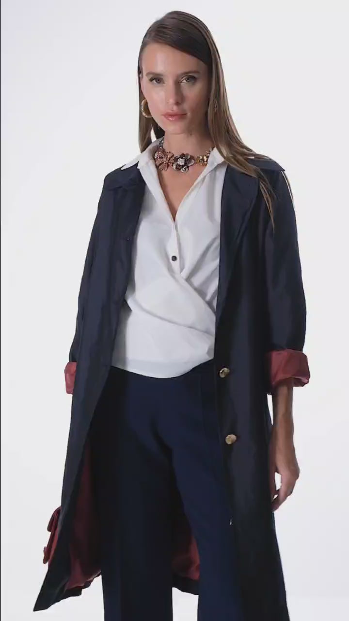 Elegant Gold Button Trench Coat