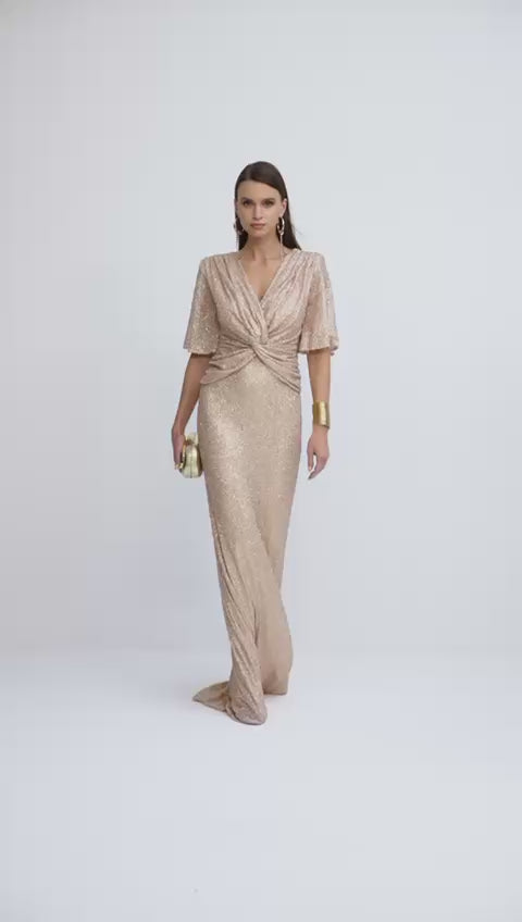 Sequin Knot Maxi Dress